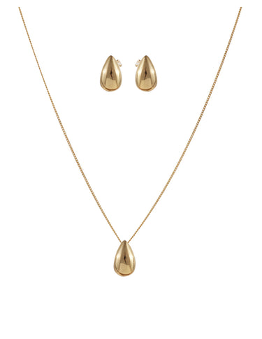 Set Dije Y Aretes Gota Bombeada Dorada